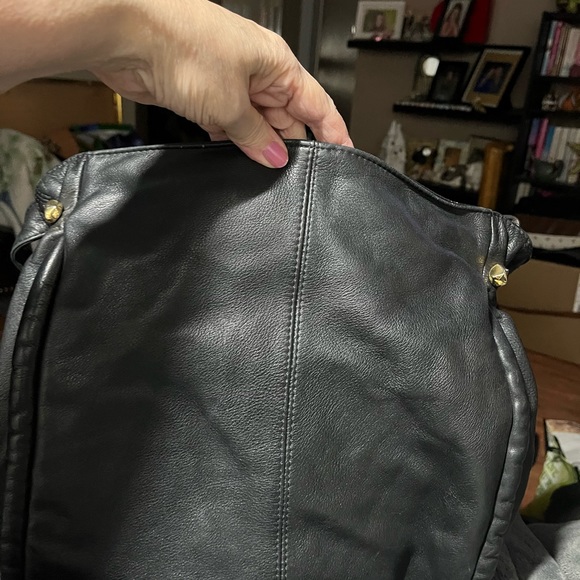 Concepts Black Full Grain Leather Shoulder Bag 13”x14”.  Lightly Used. - Picture 3 of 12